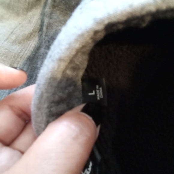 Travis Mathew Cotton Blend Fleece Lined Button Grey Black Mens Large - Picture 5 of 9